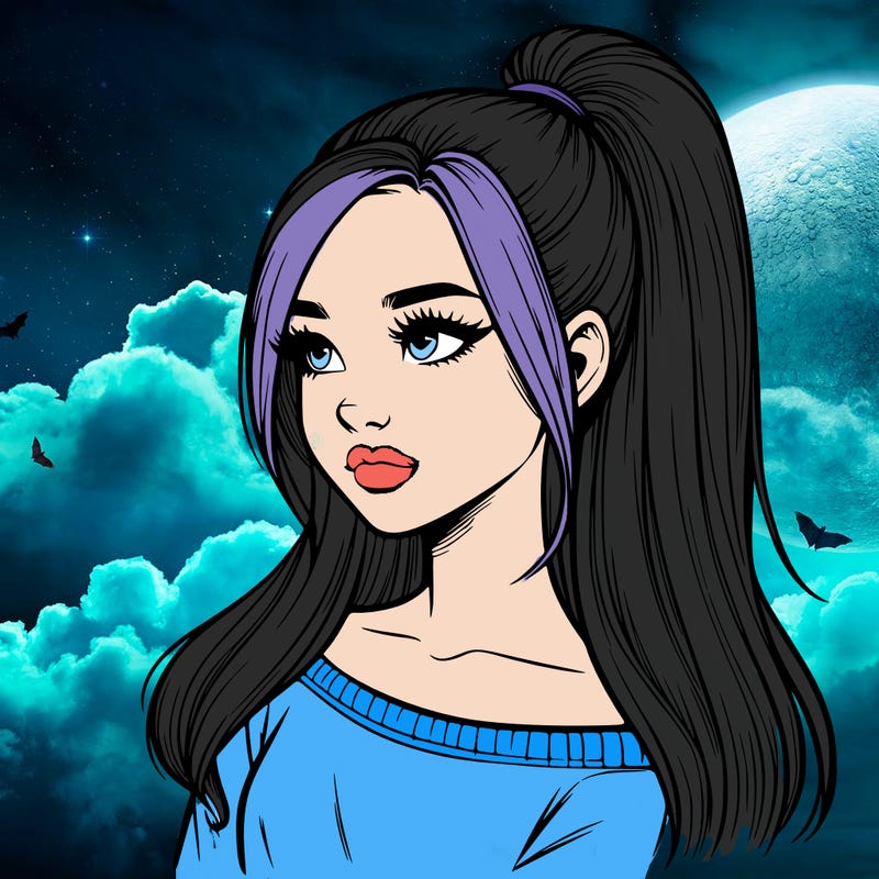 realistic girl with a high ponytail