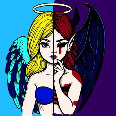 realistic angel half demon