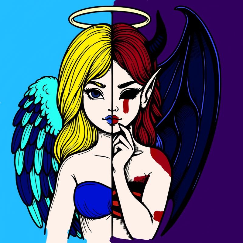 realistic angel half demon