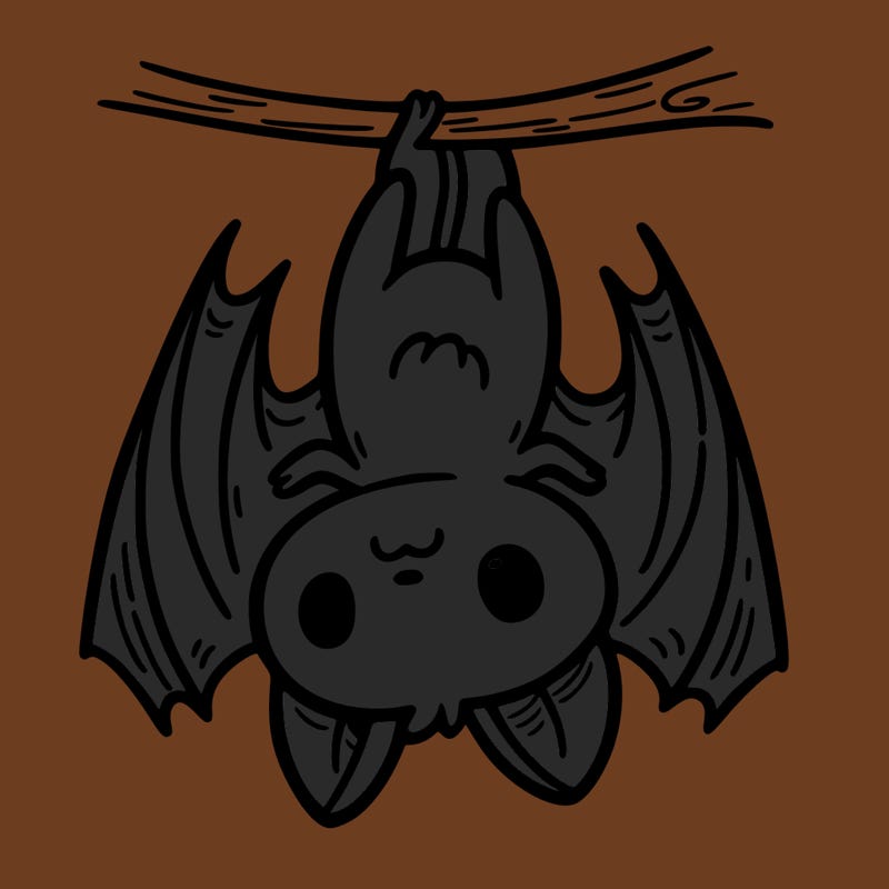 a simple bat hanging upside down