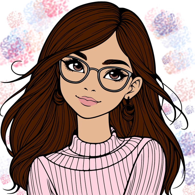 realistic girl with glasses