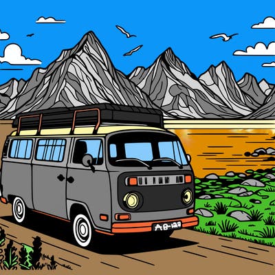 camper van on lofoten, norway