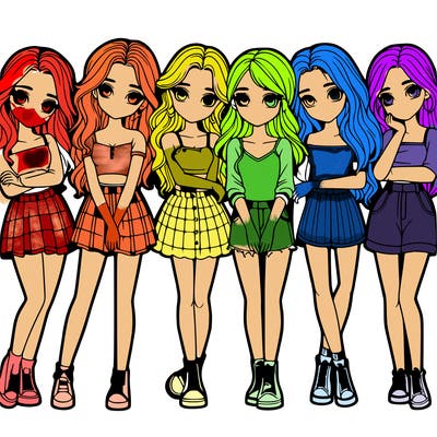 a group of girls realistic