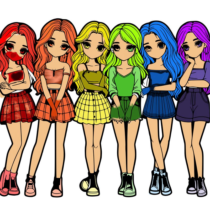 a group of girls realistic