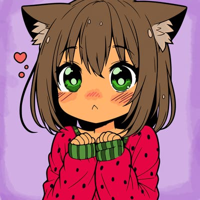shy anime catgirl