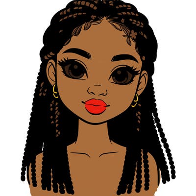 a realistic black girl with braids