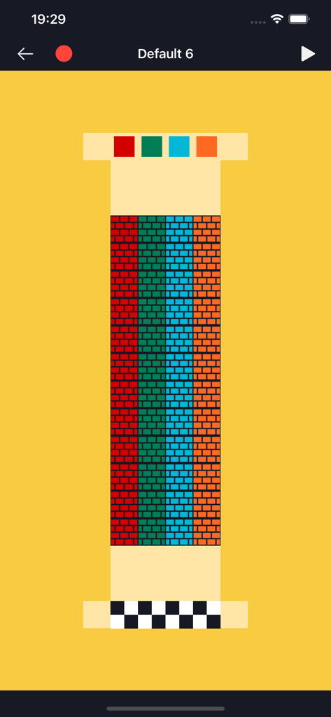 Square Race - Arena Simulator - A custom vertical arena layout with colored squares and brick patterns in Square Race