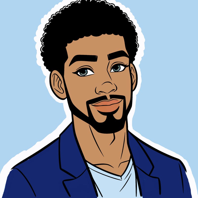 handsome black man with a goatee and afro