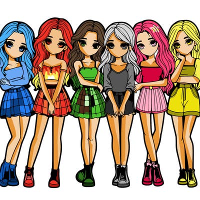 a group of girls realistic