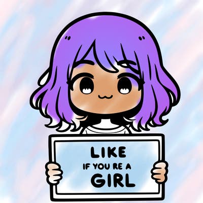 a cute girl holding a sign that says like if you’re a girl