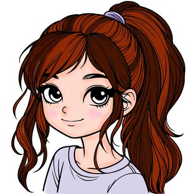 realistic girl with ponytail