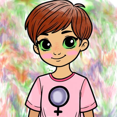 girl with pixie cut and feminist shirt