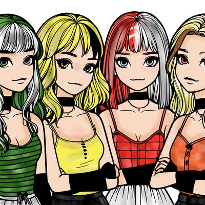 four realistic girls