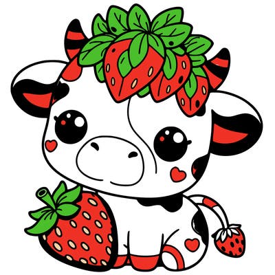 cute strawberry cow