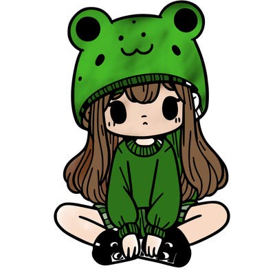 a girl wearing a frog hat and some frog socks