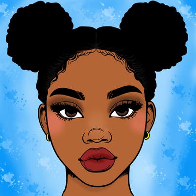 realistic black woman with two buns