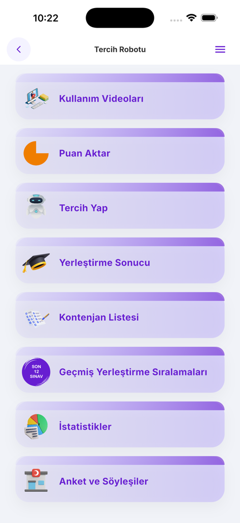 Meditercih Tercih Robotu - Main dashboard of the Meditercih Tercih Robotu app showing medical residency preference tools