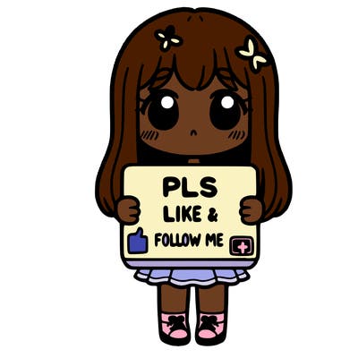 girl holding a sign that says pls like and follow me