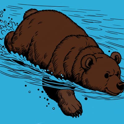 realistic bear swimming