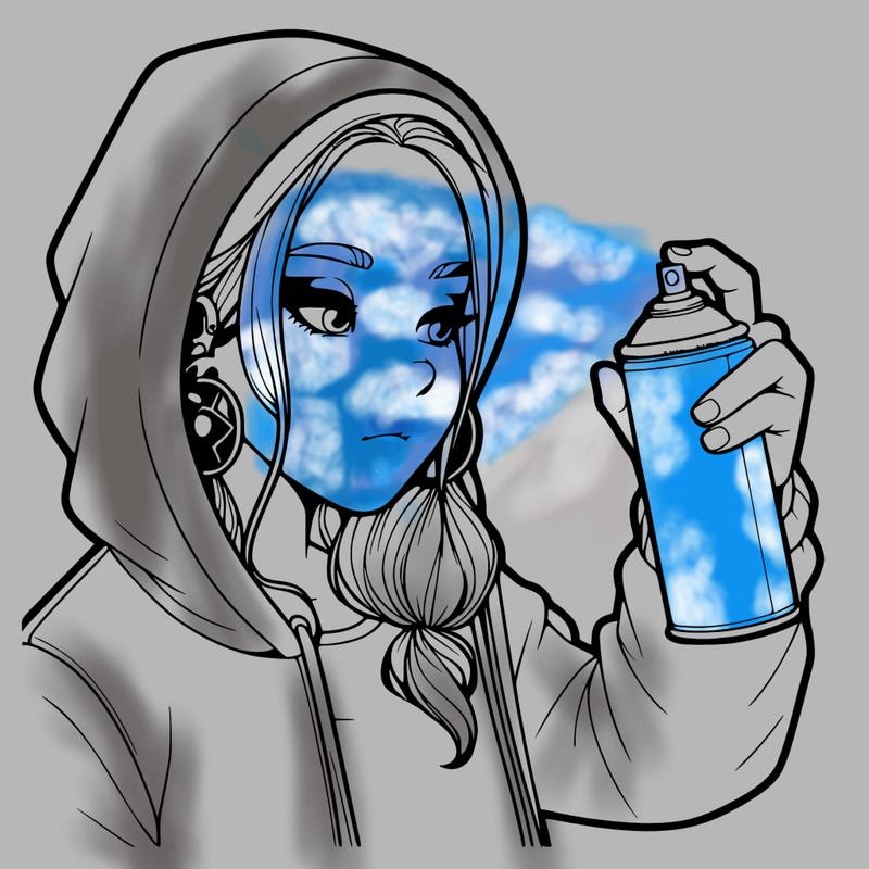 a realistic girl, spray painting