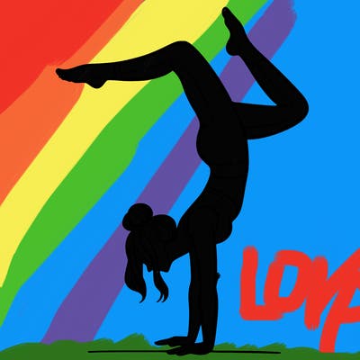 a woman doing a handstand