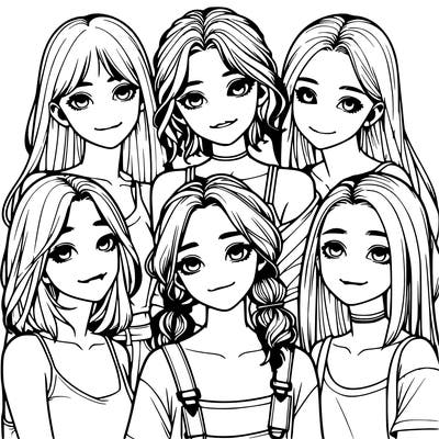 a group of girls realistic