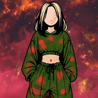 realistic girl faceless with baggy pants and a crop top