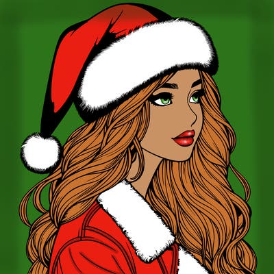 realistic girl in santa hat