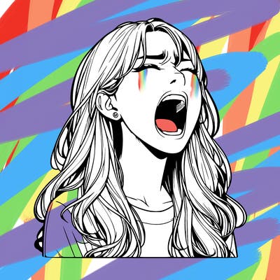 screaming realistic, girl