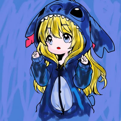 anime girl in a stitch onsie