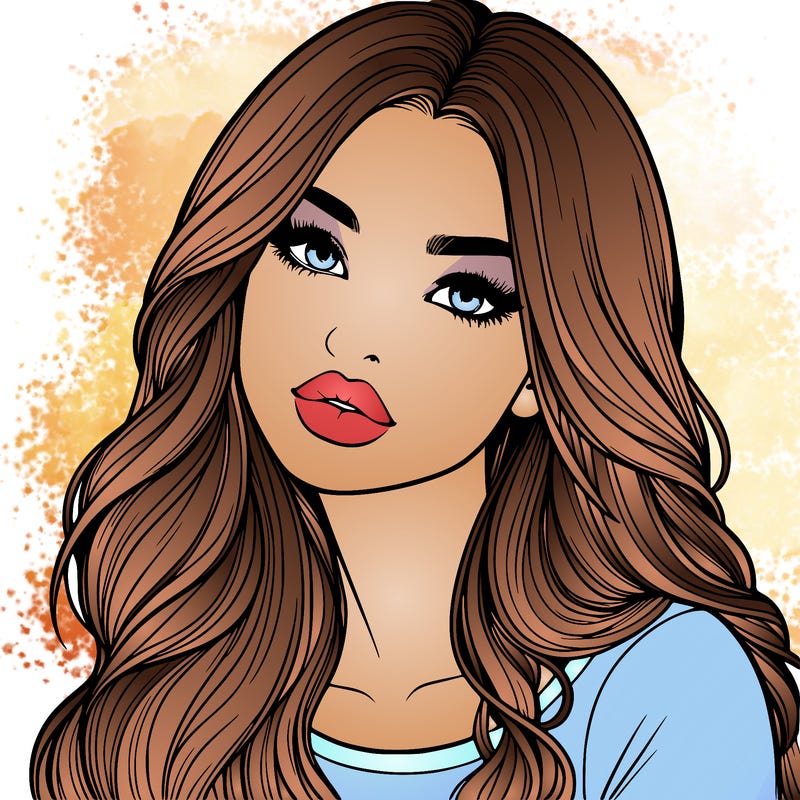 realistic girl with hair on her hair and lips