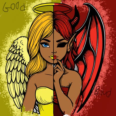 realistic angel half demon