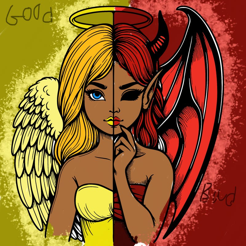 realistic angel half demon