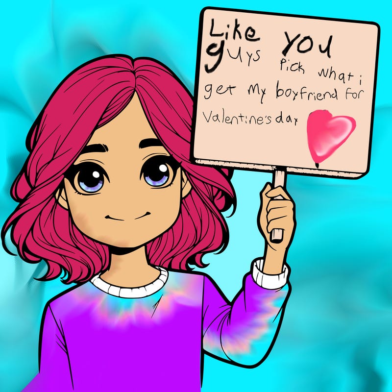 realistic girl holding up a sign