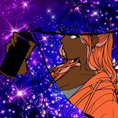 a realistic girl spray, painting