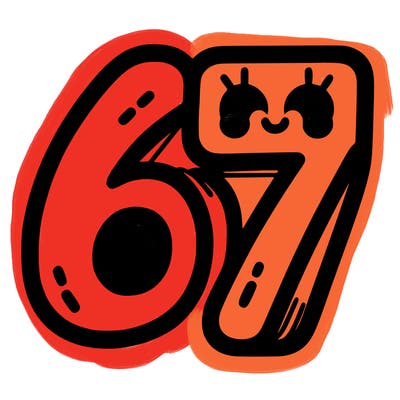 the numbers 67