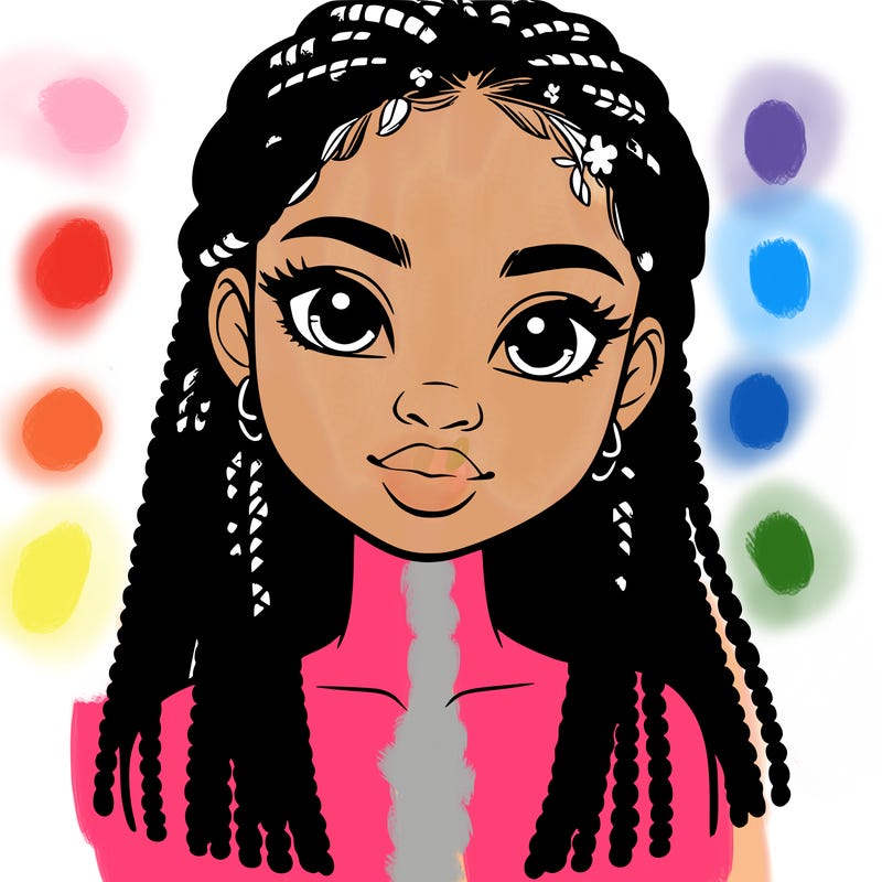 a realistic black girl with braids