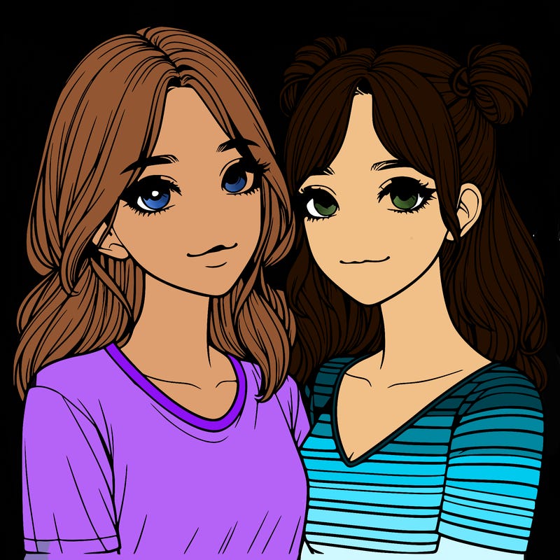 two girls realistic
