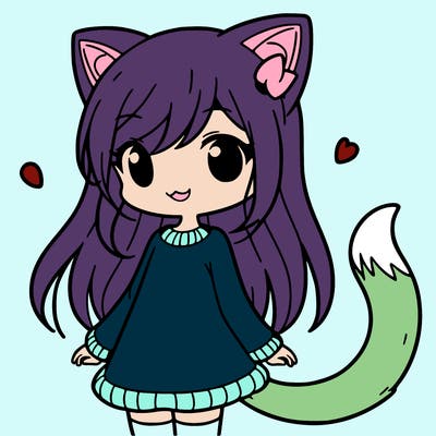 girl with cat ears and tail