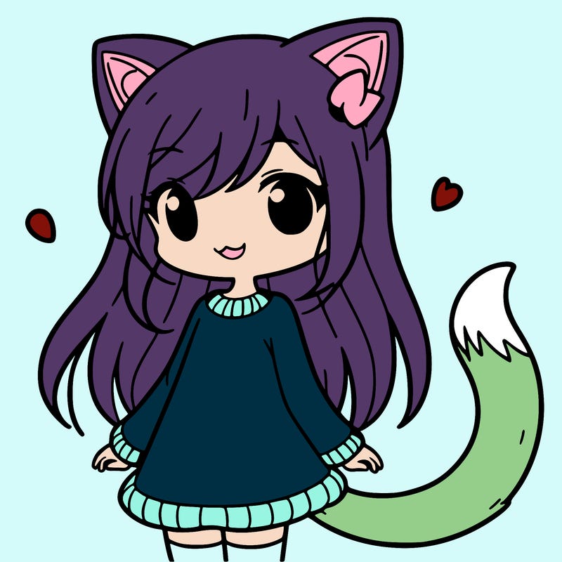 girl with cat ears and tail
