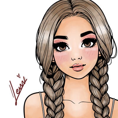 realistic girl with braids