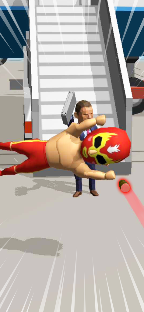A bodyguard character leaping to block a bullet for a VIP on airplane stairs