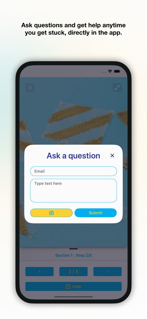 3Doodler - A pop up window in the 3Doodler app allowing users to ask questions and get help while creating 3D projects