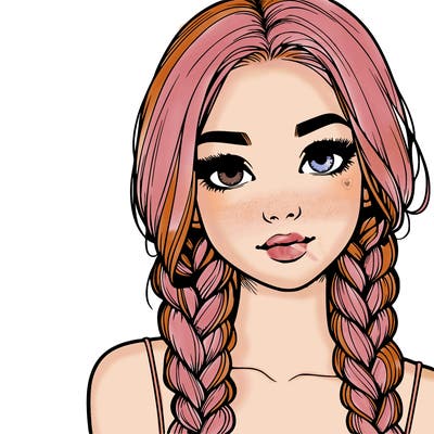 realistic girl with braids