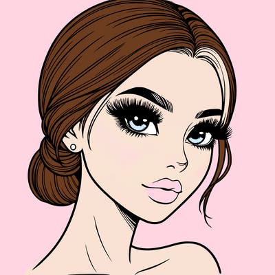 realistic girl with lashes