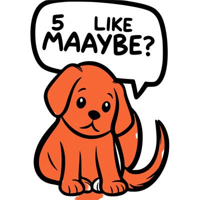 a puppy that says 5 like maybe