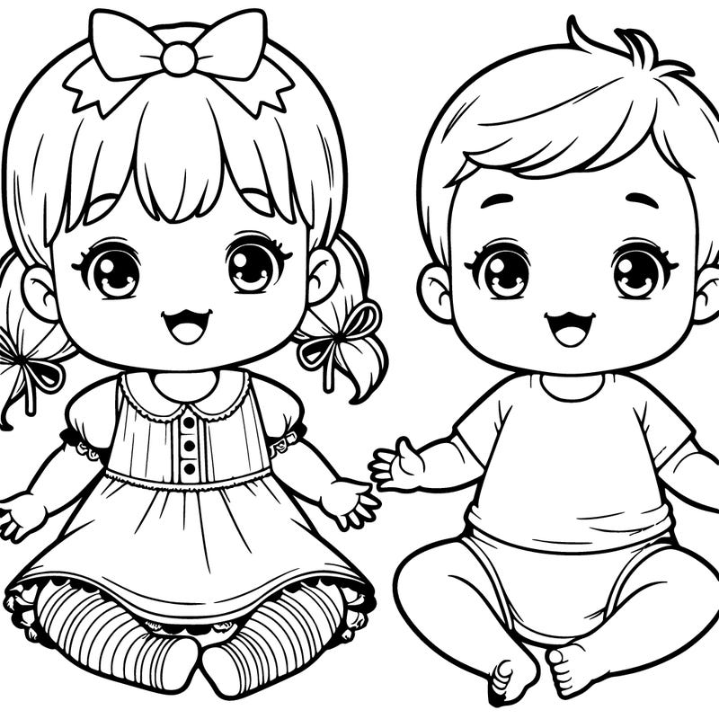 little baby girl and  little baby boy