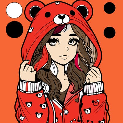 realistic girl in a animal pjs hoodie