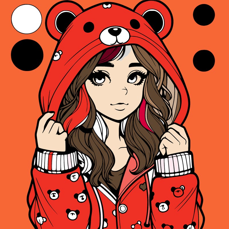 realistic girl in a animal pjs hoodie