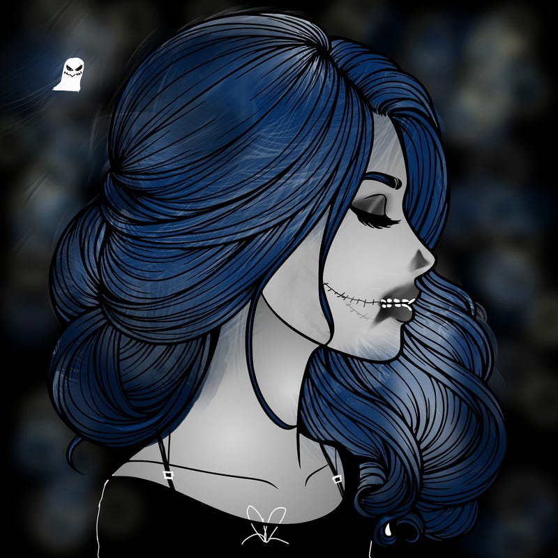 realistic woman's head & hair